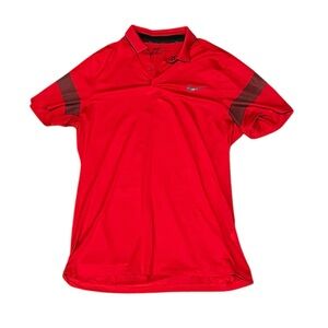 Red Nike Large Golf Polo Short Sleeve Dri-Fit Black Polyester Spandex